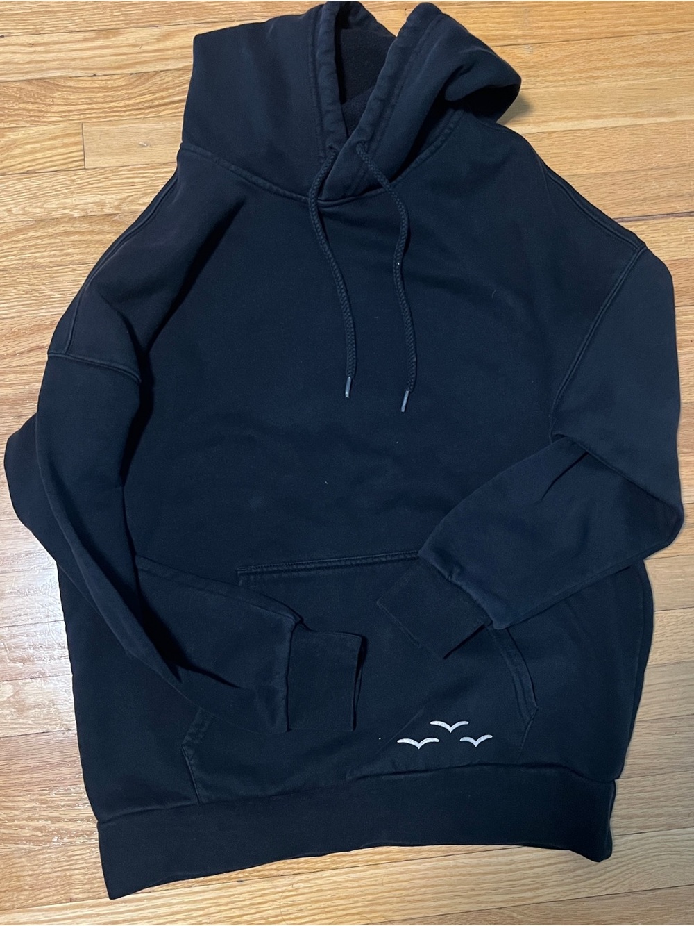 Lazypants Women's Black Pullover Hoodie with Minimal Seagull Hoodie